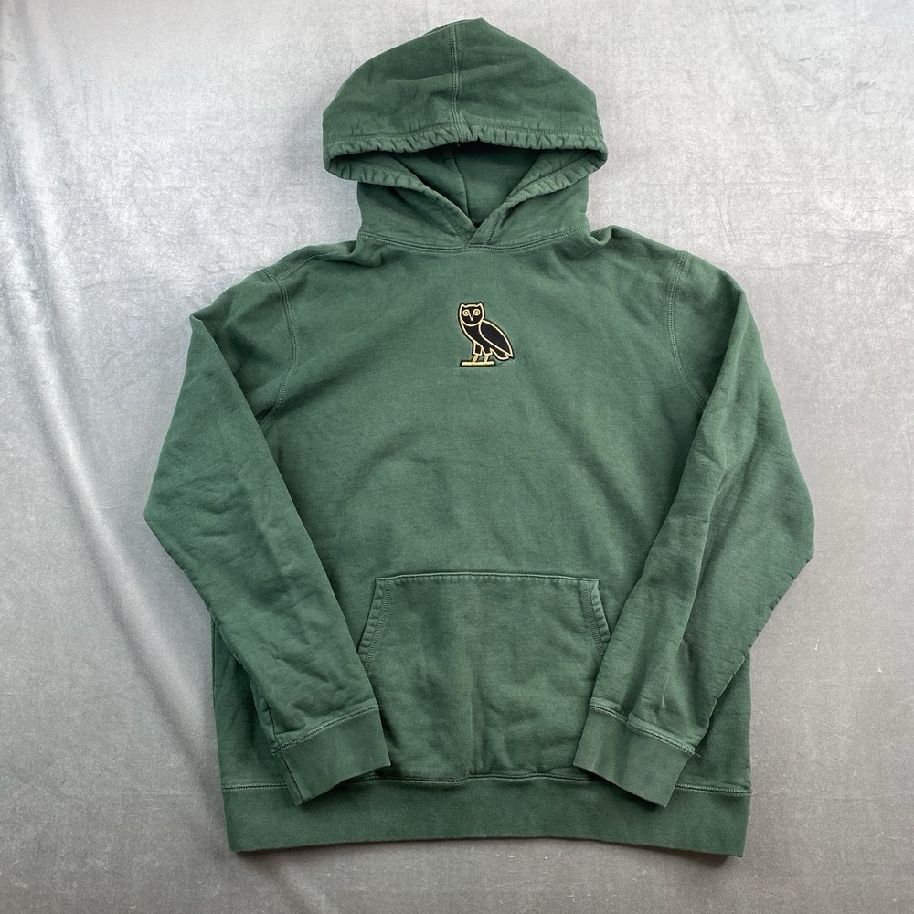 OVO Owl Logo Pullover Hoodie‎ Green Made In Canada Men's Large